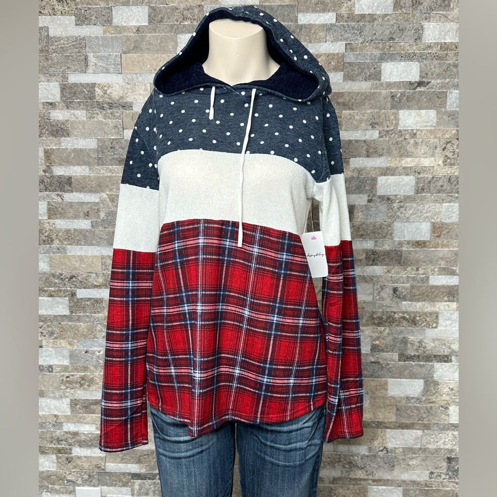 Red, White & Blue Drawstring Hoodie